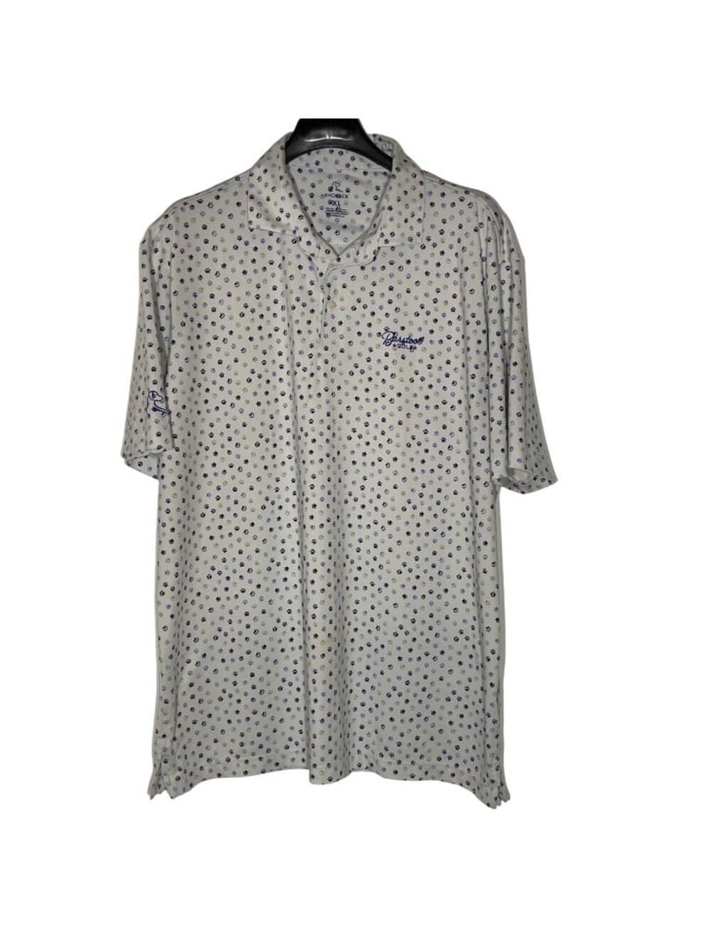 Rhoback Barstool Golf Dog Paw Prints Polo Shirt Sz XL